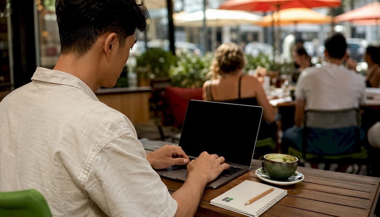 Person working on Instagram automation laptop