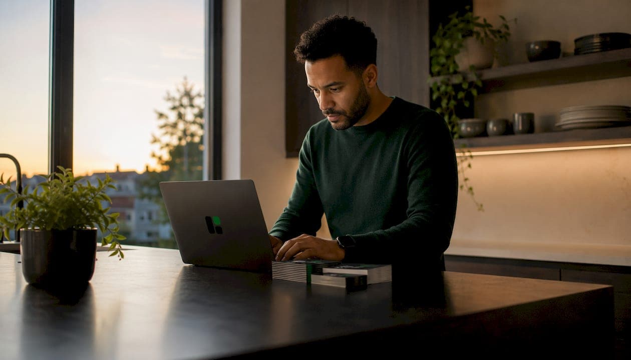 Man working on automation video tools at desk