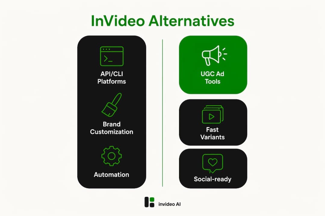 Infographic comparing InVideo alternative categories
