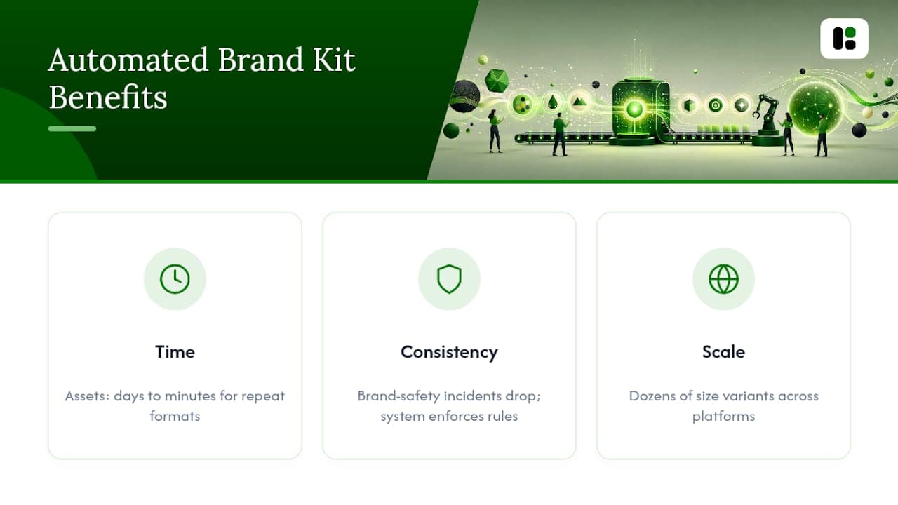 Diagram illustrating key benefits of brand kit automation
