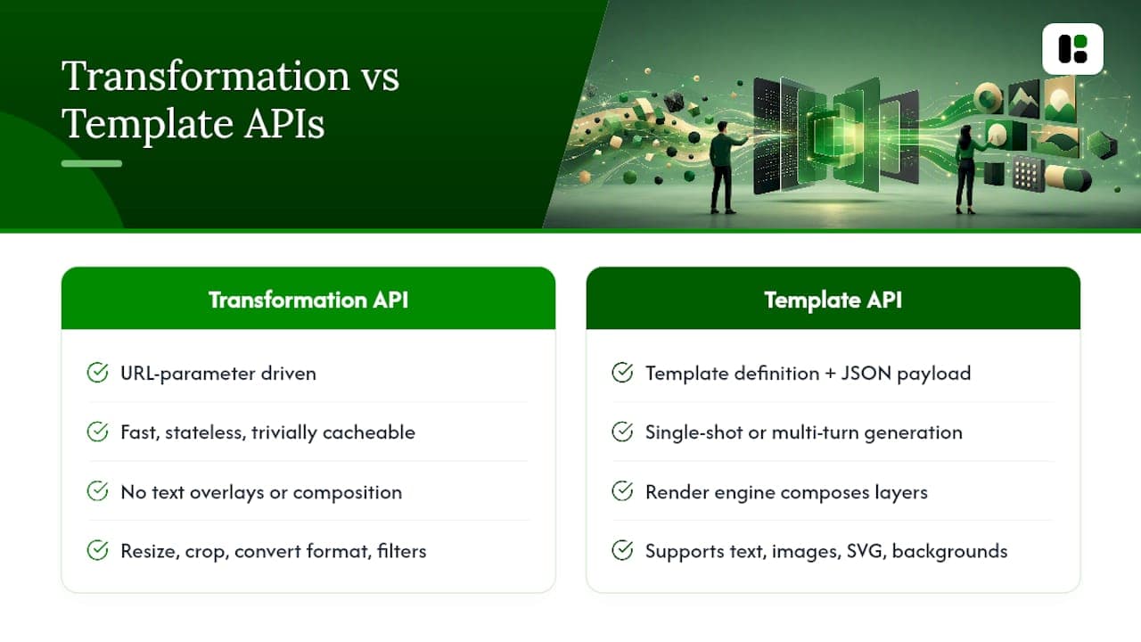 Comparison chart of transformation and template image APIs