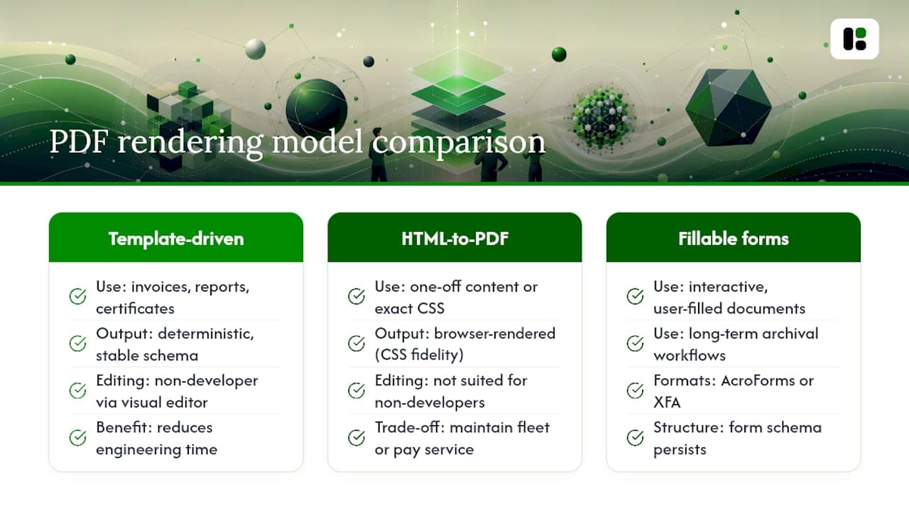 Comparison diagram of PDF generation models