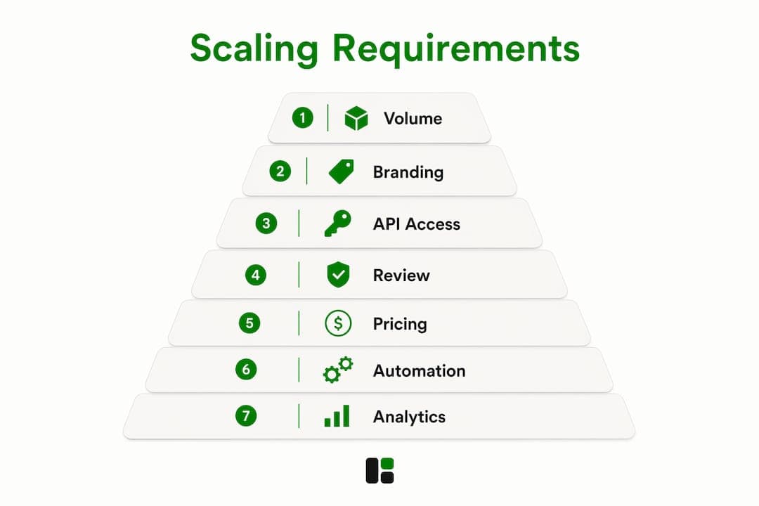 Infographic illustrating key scaling requirements for video production