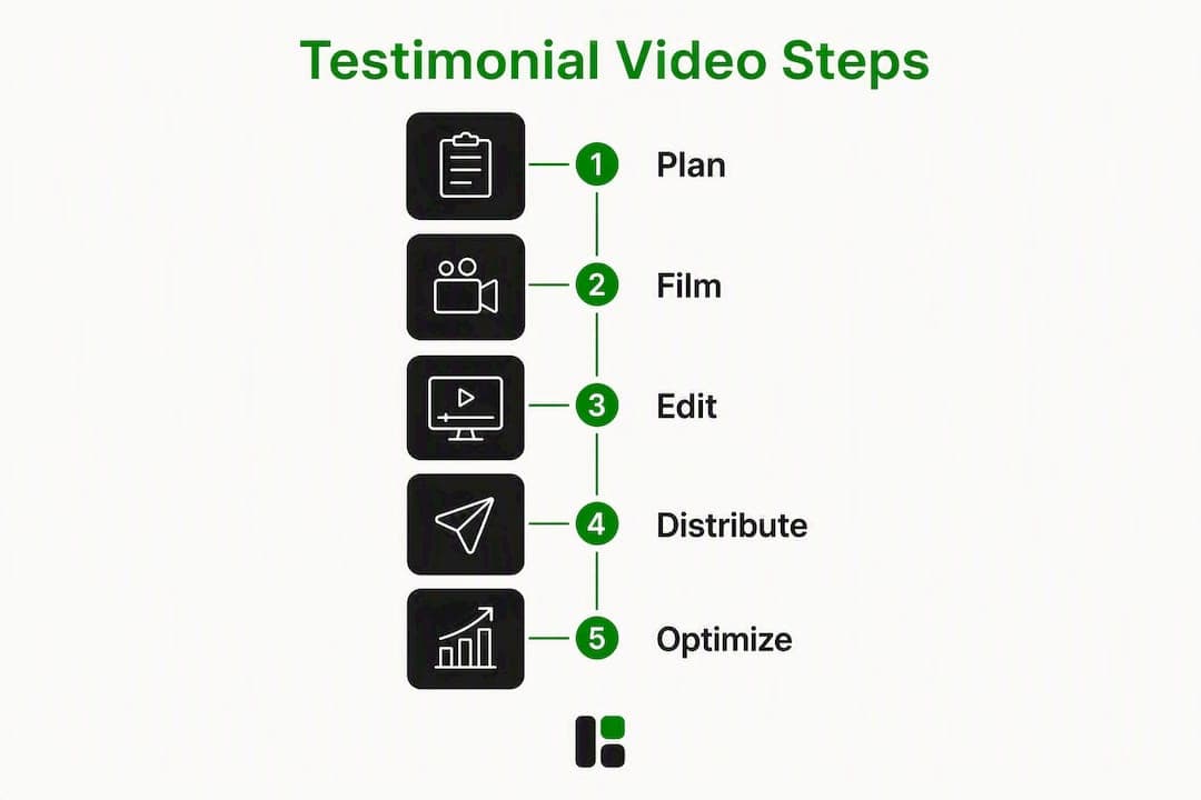 Infographic showing testimonial video production steps