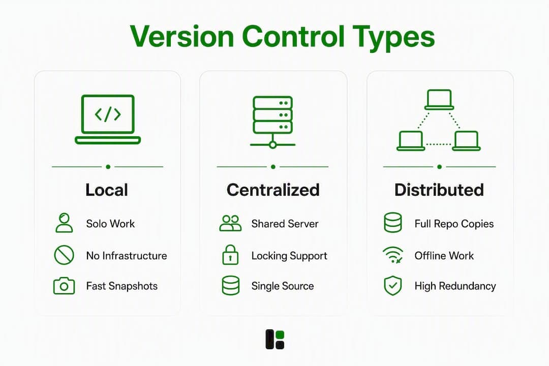 Infographic comparing version control types