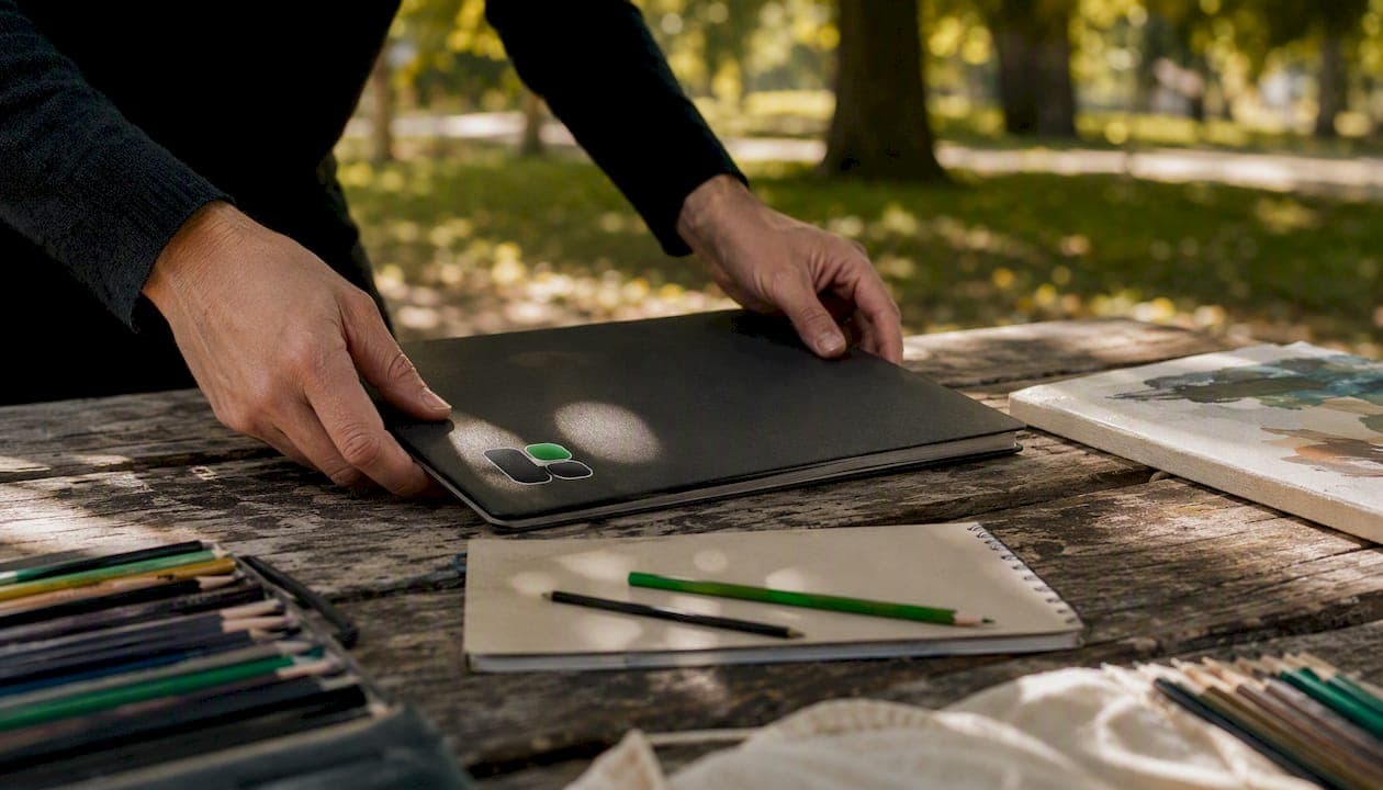 Hands organizing labeled asset folders on desk